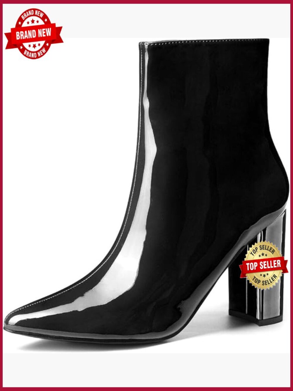 Chunky Heel Pointed Toe Zipper Ankle Boots Block Heel Booties Winter
